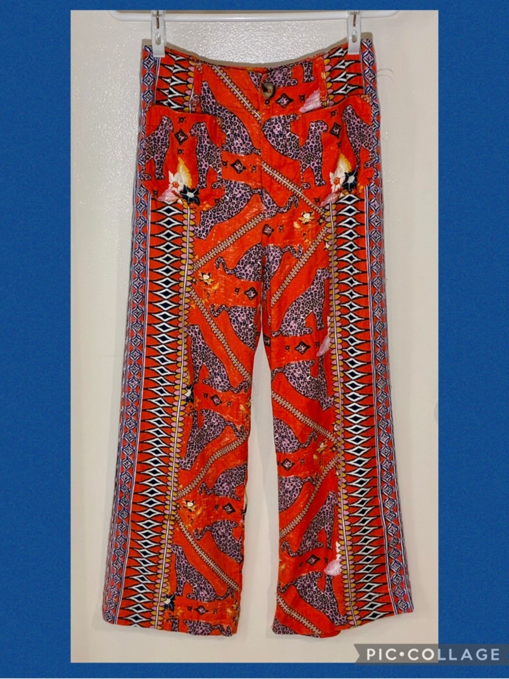 Anthropologie The Colette Printed Linen Crop Wide-Leg Pants by Maeve